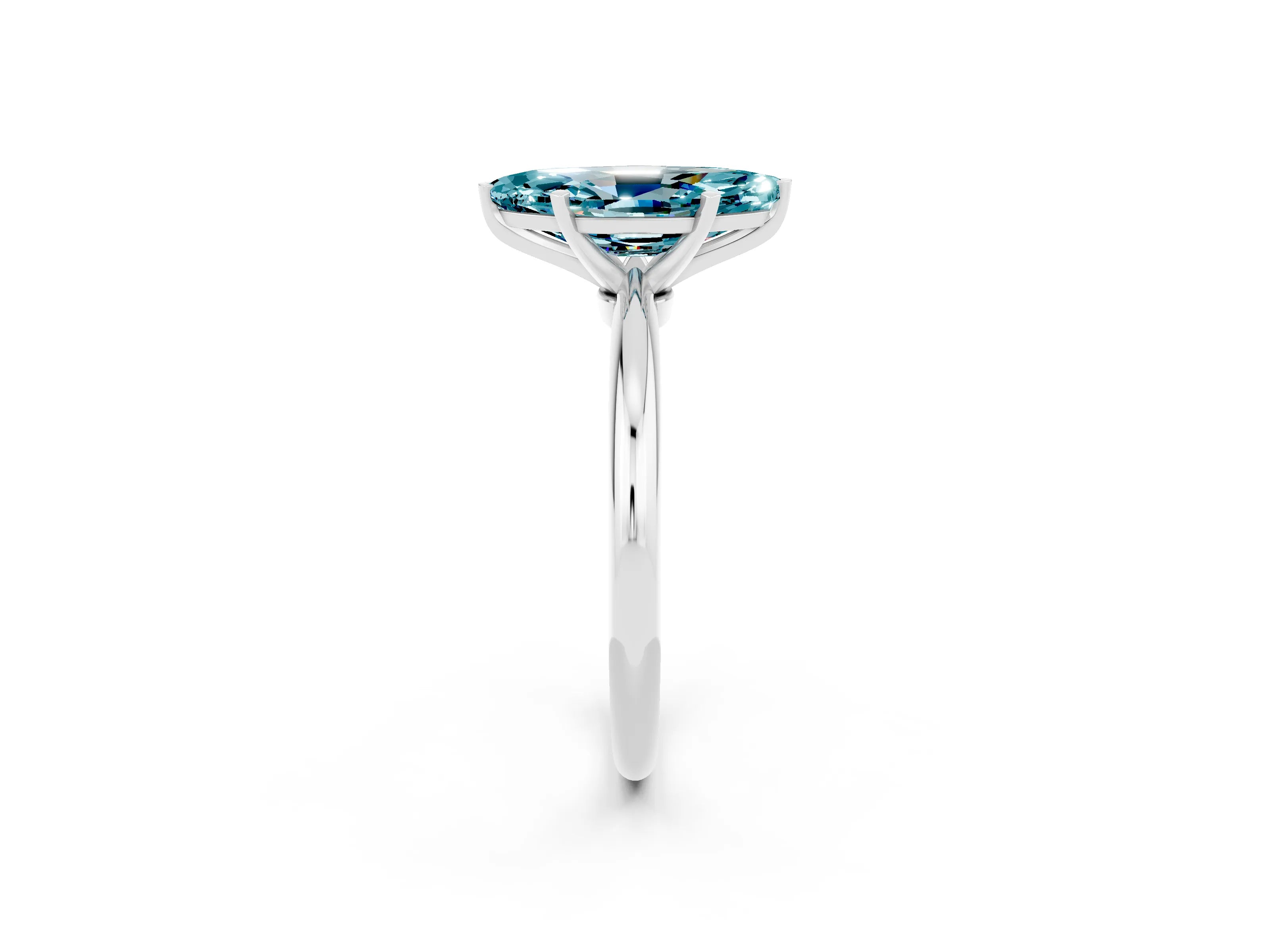 White gold Marquise Cut Blue Topaz Solitaire Ring with Six-Prong Setting and Classic Band_2