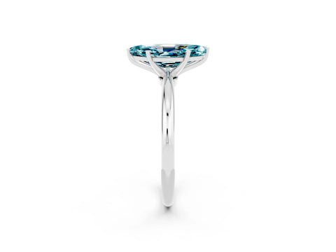 White gold Marquise Cut Blue Topaz Solitaire Ring with Six-Prong Setting and Classic Band_2