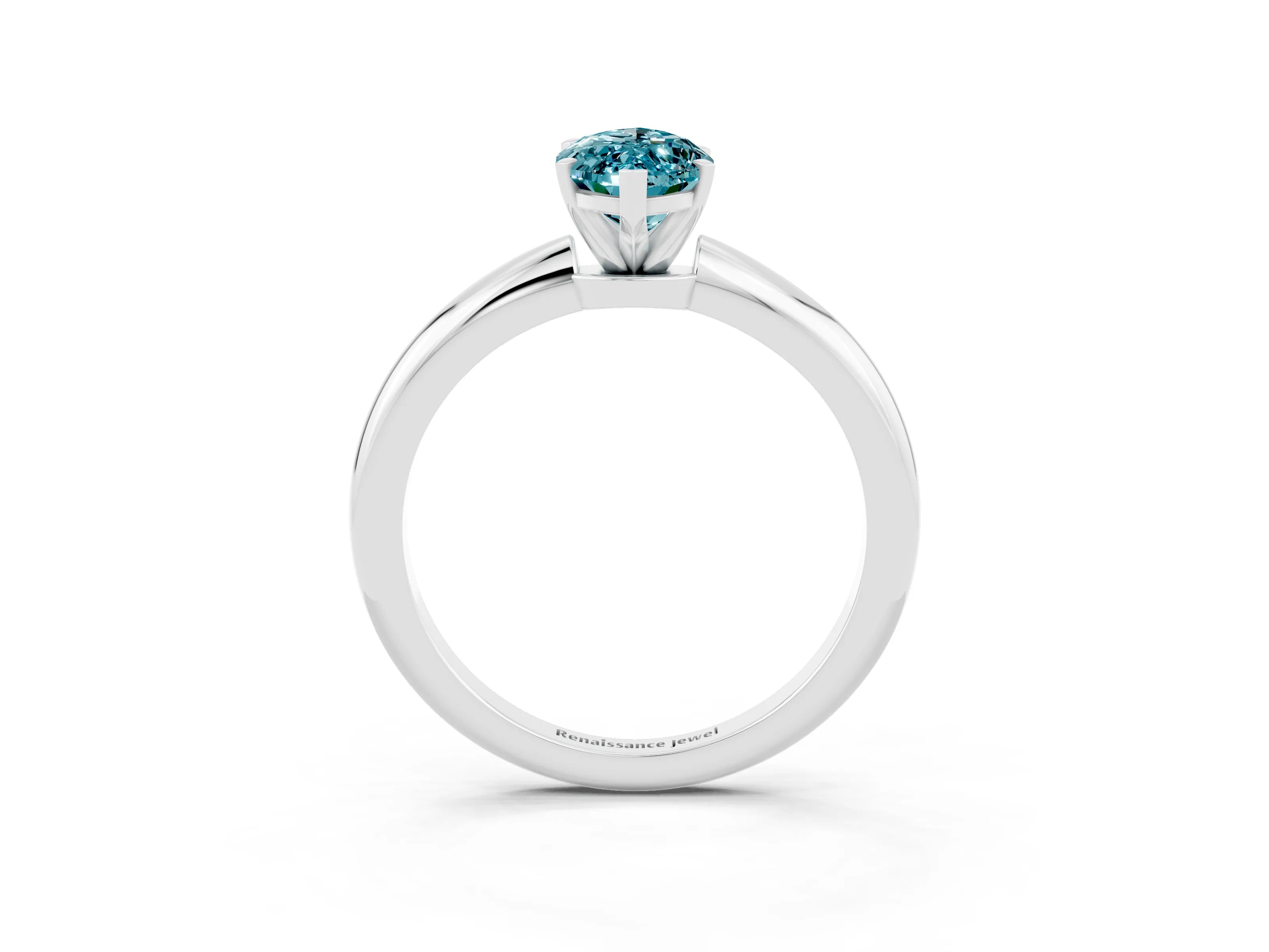 White gold Marquise Cut Blue Topaz Solitaire Ring with Six-Prong Setting and Classic Band_3