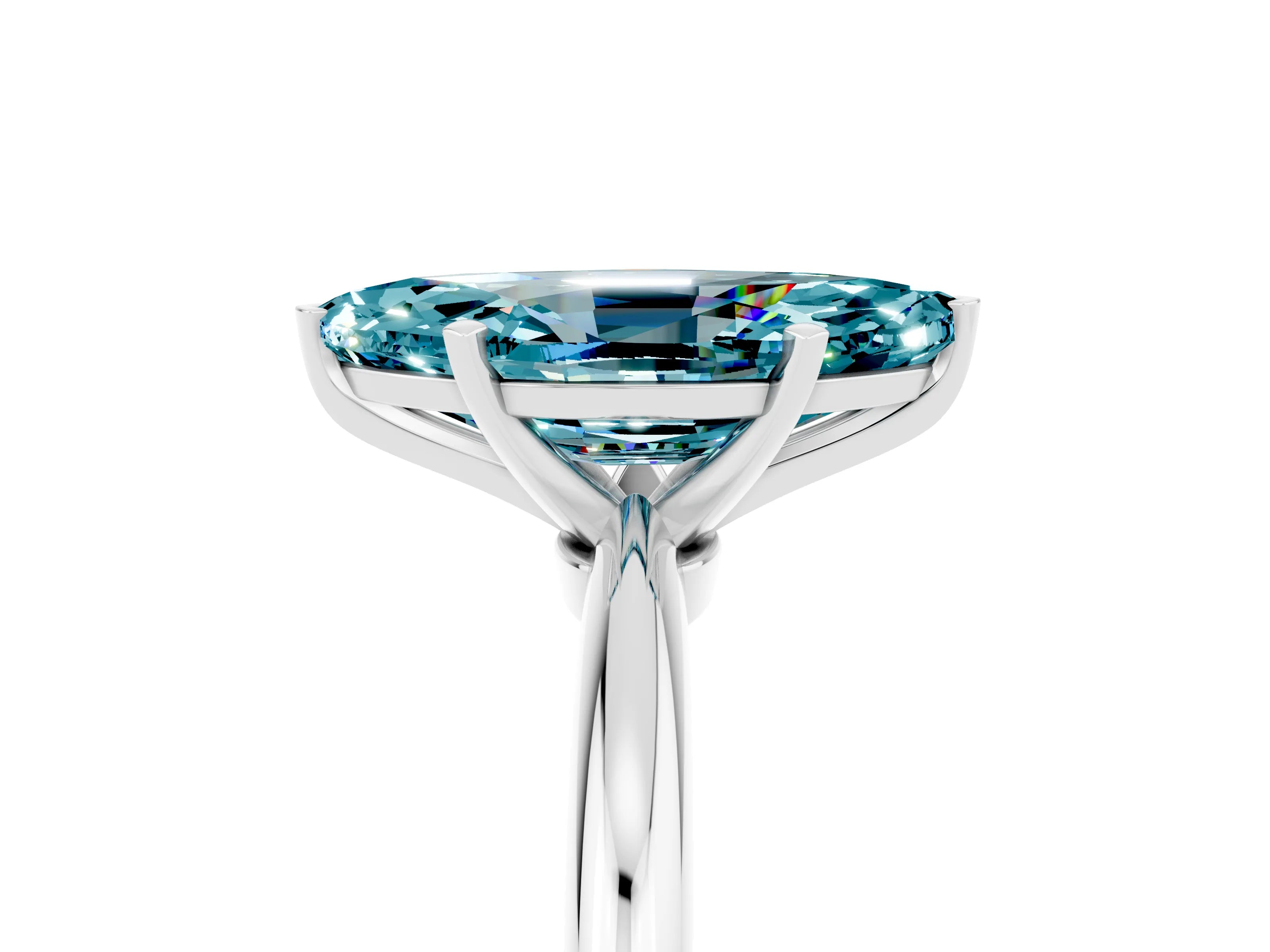 White gold Marquise Cut Blue Topaz Solitaire Ring with Six-Prong Setting and Classic Band_5