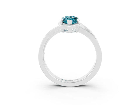 White gold Marquise Cut Blue Topaz Solitaire Ring with Split Shank and Prong Setting_3