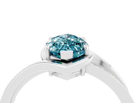 White gold Marquise Cut Blue Topaz Solitaire Ring with Split Shank and Prong Setting_4