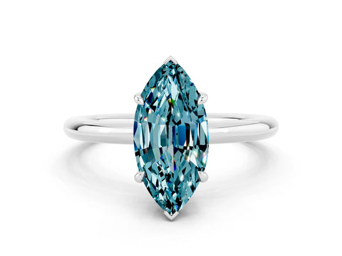 White gold Marquise Cut Blue Topaz Solitaire Ring with Thin Band and Four-Prong Setting_12