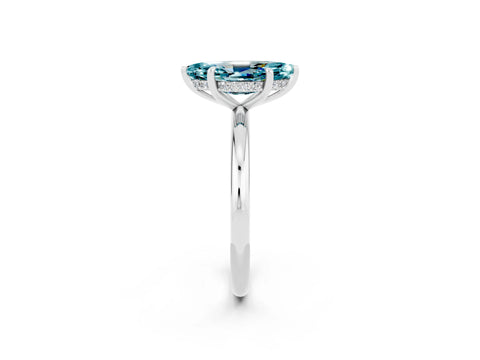 White gold Marquise Cut Blue Topaz Solitaire Ring with Thin Band and Four-Prong Setting_14