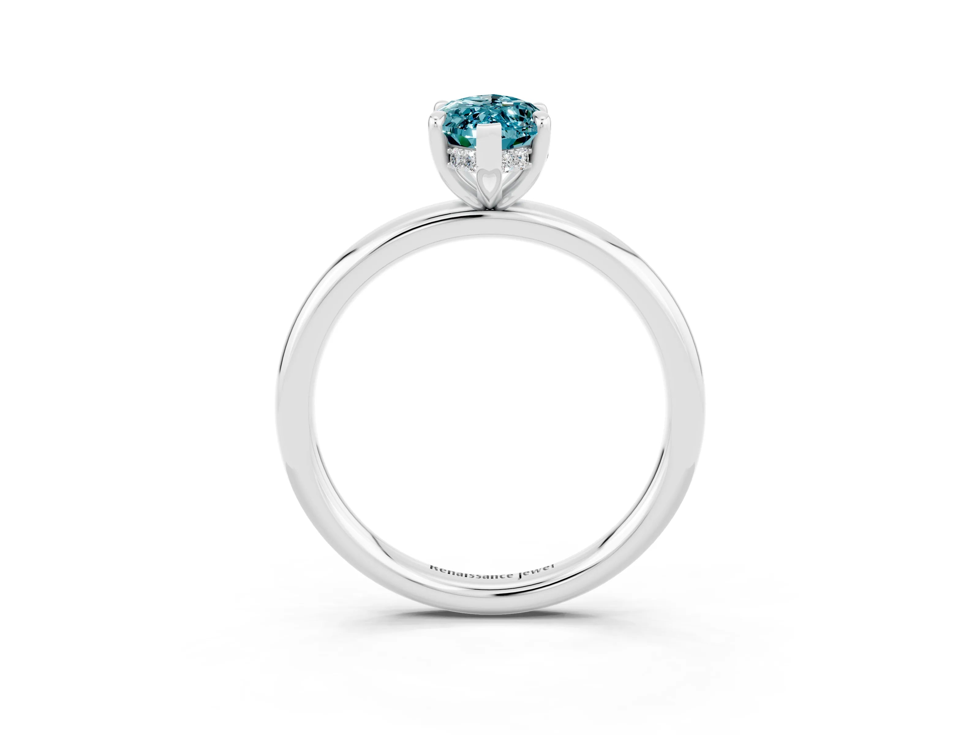 White gold Marquise Cut Blue Topaz Solitaire Ring with Thin Band and Four-Prong Setting_15