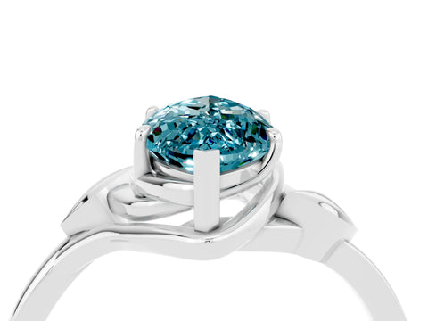White gold Marquise Cut Blue Topaz Solitaire Ring with Twist Band and Four-Prong Setting_16