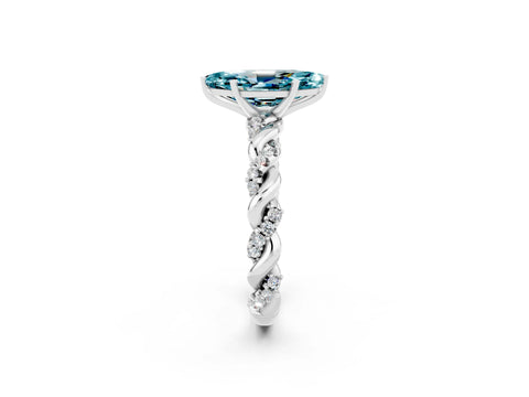 White gold Marquise Cut Blue Topaz Solitaire Ring with Twisted Band and Pavé Accents_2