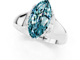 White gold Marquise Cut Blue Topaz Solitaire Ring with Wide Band and Prong Setting_1