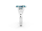 White gold Marquise Cut Blue Topaz Solitaire Ring with Wide Band and Prong Setting_2