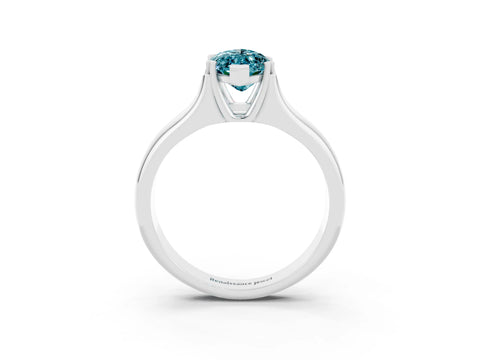 White gold Marquise Cut Blue Topaz Solitaire Ring with Wide Band and Prong Setting_3