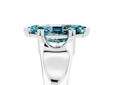 White gold Marquise Cut Blue Topaz Solitaire Ring with Wide Band and Prong Setting_5