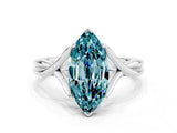 White gold Marquise Cut Blue Topaz Solitaire Twist Band Prong Setting Ring_60