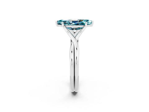 White gold Marquise Cut Blue Topaz Solitaire Twist Band Prong Setting Ring_62