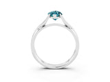 White gold Marquise Cut Blue Topaz Solitaire Twist Band Prong Setting Ring_63