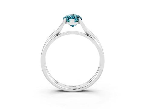 White gold Marquise Cut Blue Topaz Solitaire Twist Band Prong Setting Ring_63