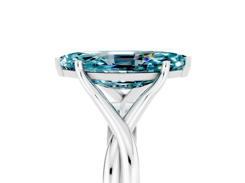 White gold Marquise Cut Blue Topaz Solitaire Twist Band Prong Setting Ring_65