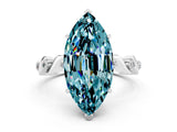 White gold Marquise Cut Blue Topaz Solitaire Twisted Band with Round  Accents and Prong Setting_12