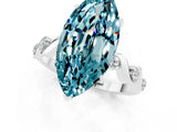 White gold Marquise Cut Blue Topaz Solitaire Twisted Band with Round  Accents and Prong Setting_13