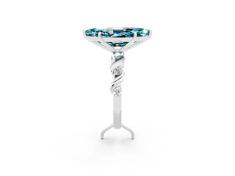 White gold Marquise Cut Blue Topaz Solitaire Twisted Band with Round  Accents and Prong Setting_14