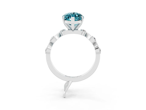 White gold Marquise Cut Blue Topaz Solitaire Twisted Band with Round  Accents and Prong Setting_15