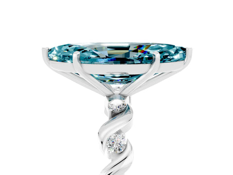 White gold Marquise Cut Blue Topaz Solitaire Twisted Band with Round  Accents and Prong Setting_17