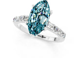 White gold Marquise Cut Blue Topaz Solitaire with Side Baguettes and Channel Set Band_1