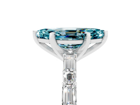 White gold Marquise Cut Blue Topaz Solitaire with Side Baguettes and Channel Set Band_5