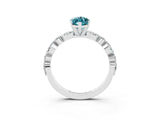 White gold Marquise Cut Blue Topaz Solitaire with Side Stones on a Pavé Band and Four-Prong Setting_3