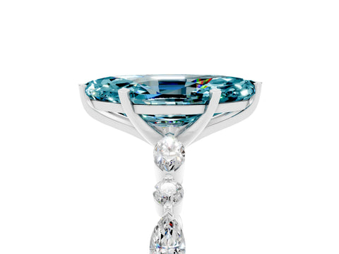 White gold Marquise Cut Blue Topaz Solitaire with Side Stones on a Pavé Band and Four-Prong Setting_5
