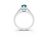 White gold Marquise Cut Blue Topaz Split Shank Engagement Ring with Pavé Band_3