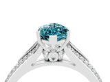 White gold Marquise Cut Blue Topaz Split Shank Engagement Ring with Pavé Band_4