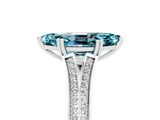 White gold Marquise Cut Blue Topaz Split Shank Engagement Ring with Pavé Band_5