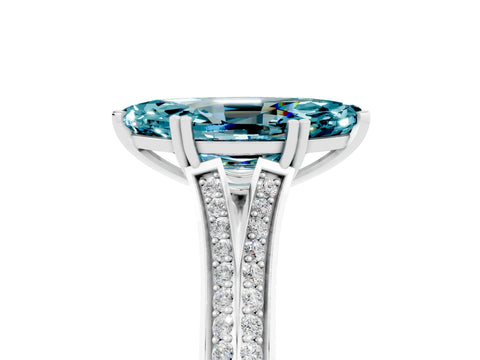White gold Marquise Cut Blue Topaz Split Shank Engagement Ring with Pavé Band_5