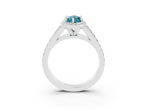 White gold Marquise Cut Blue Topaz Split Shank Halo Ring with Four-Prong Setting_27