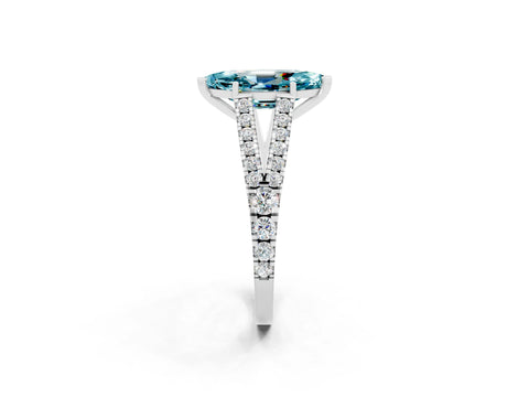 White gold Marquise Cut Blue Topaz Split Shank Pavé Engagement Ring with Four-Prong Setting_14