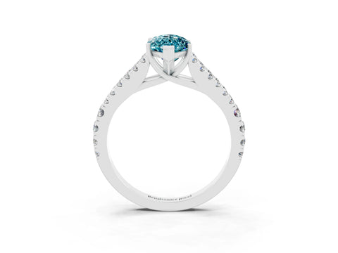 White gold Marquise Cut Blue Topaz Split Shank Pavé Engagement Ring with Four-Prong Setting_15