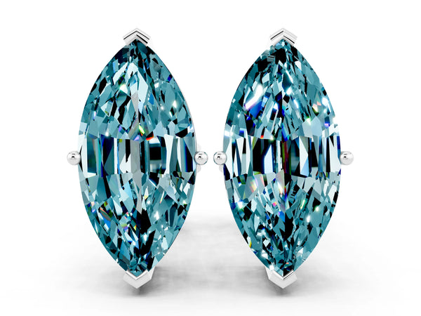 Silver Marquise Cut Blue Topaz Stud Earrings