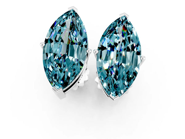 White gold Marquise Cut Blue Topaz Stud Earrings