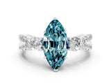 White gold Marquise Cut Blue Topaz Three-Stone Ring with Pavé Split Shank and Four-Prong Setting_12