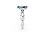 White gold Marquise Cut Blue Topaz Three-Stone Ring with Pavé Split Shank and Four-Prong Setting_14