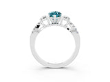 White gold Marquise Cut Blue Topaz Three-Stone Ring with Pavé Split Shank and Four-Prong Setting_15