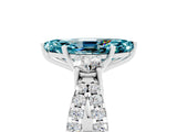 White gold Marquise Cut Blue Topaz Three-Stone Ring with Pavé Split Shank and Four-Prong Setting_17