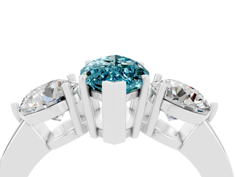White gold Marquise Cut Blue Topaz Three-Stone Ring with Prong Setting and Classic Band_4