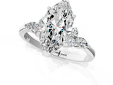 White gold Marquise Cut Brilliant Diamond Solitaire Ring with Pear Side Stones and Four-Prong Setting_13