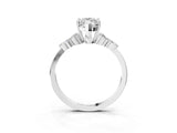 White gold Marquise Cut Brilliant Diamond Solitaire Ring with Pear Side Stones and Four-Prong Setting_15