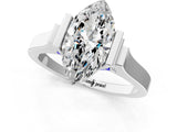 White gold Marquise Cut Brilliant Solitaire Diamond Ring with Channel Set Band and Bar Prong Setting_229