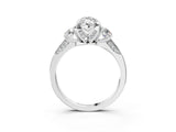 White gold Marquise Cut Brilliant Three-Stone Diamond Ring with Pavé Band and Four-Prong Setting_10