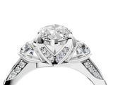 White gold Marquise Cut Brilliant Three-Stone Diamond Ring with Pavé Band and Four-Prong Setting_11