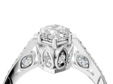 White gold Marquise Cut Cathedral Pave Diamond Engagement Ring with Six-Prong Setting_36