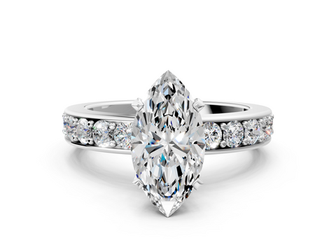 White gold Marquise Cut Channel Set Diamond Engagement Ring with Four-Prong Setting_264
